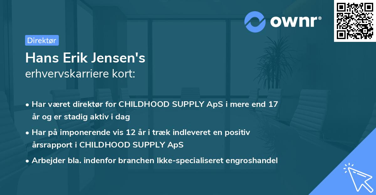 Hans Erik Jensen's erhvervskarriere kort
