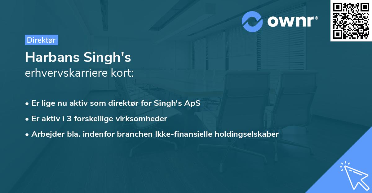 Harbans Singh's erhvervskarriere kort