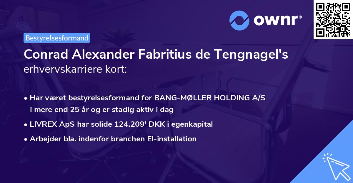 Conrad Alexander Fabritius de Tengnagel's erhvervskarriere kort