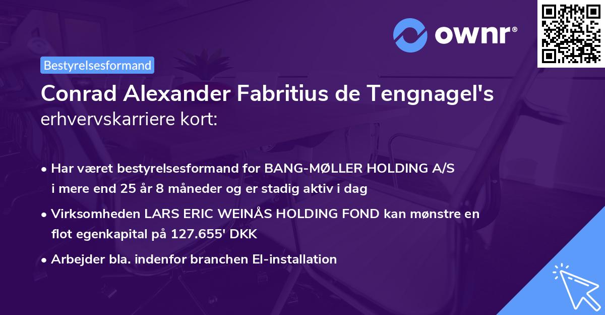 Conrad Alexander Fabritius de Tengnagel's erhvervskarriere kort