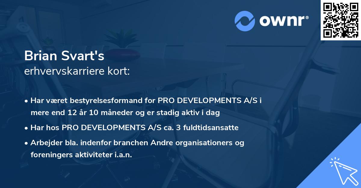 Brian Svart's erhvervskarriere kort