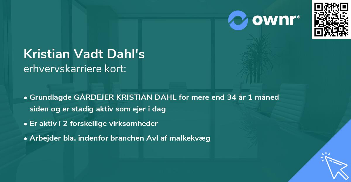 Kristian Vadt Dahl's erhvervskarriere kort