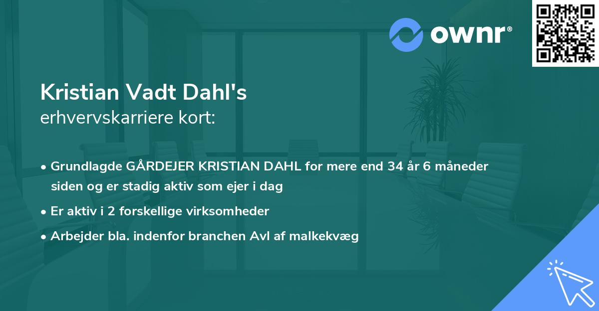 Kristian Vadt Dahl's erhvervskarriere kort