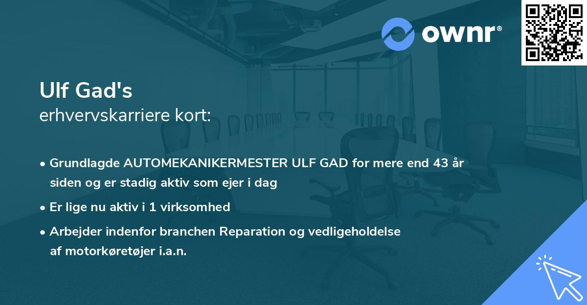 Ulf Gad's erhvervskarriere kort