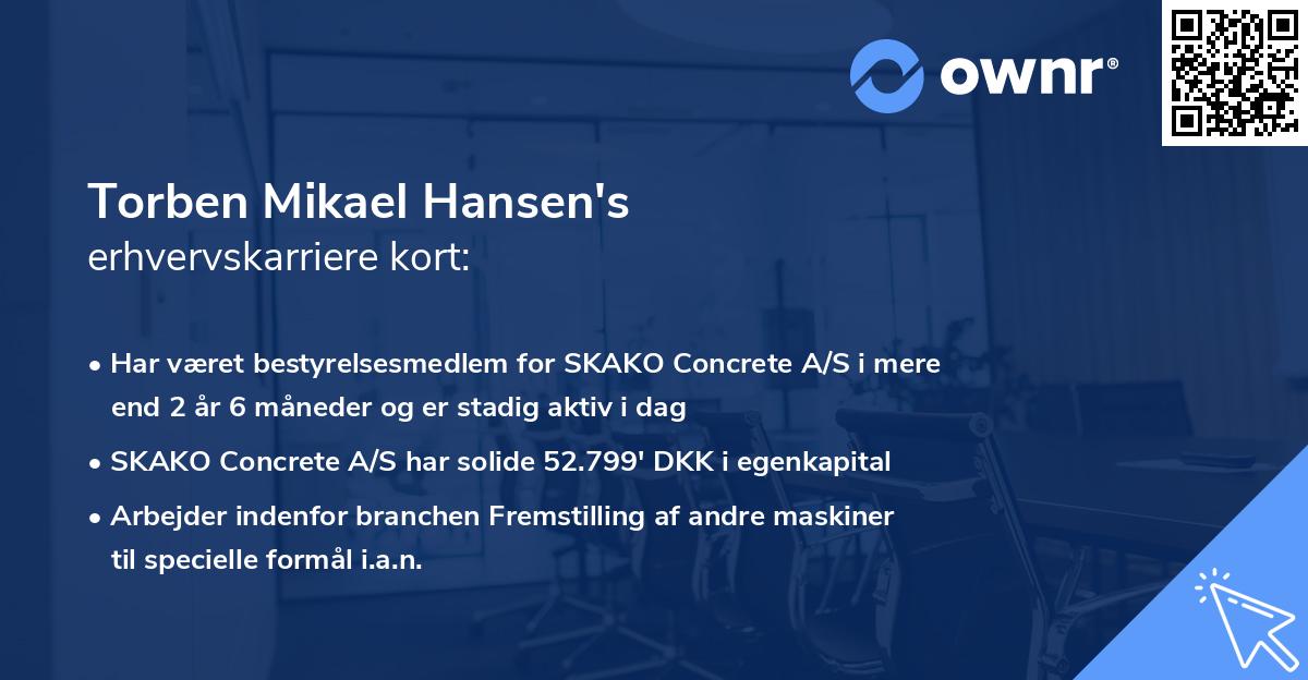 Torben Mikael Hansen's erhvervskarriere kort