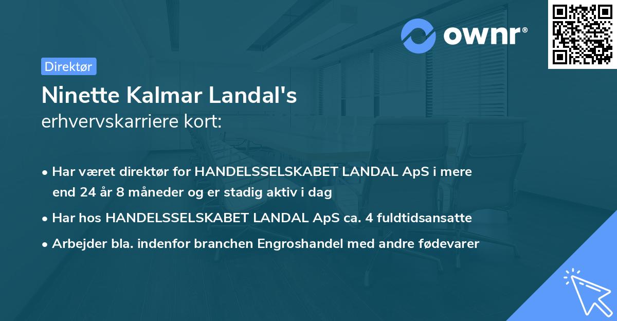 Ninette Kalmar Landal's erhvervskarriere kort