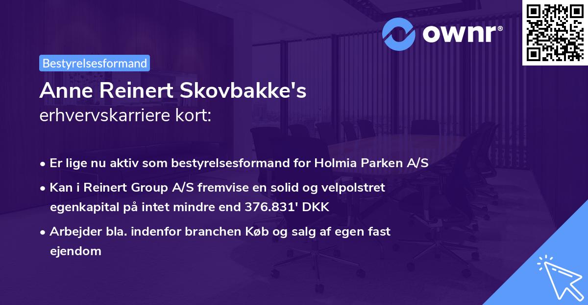 Anne Reinert Skovbakke's erhvervskarriere kort
