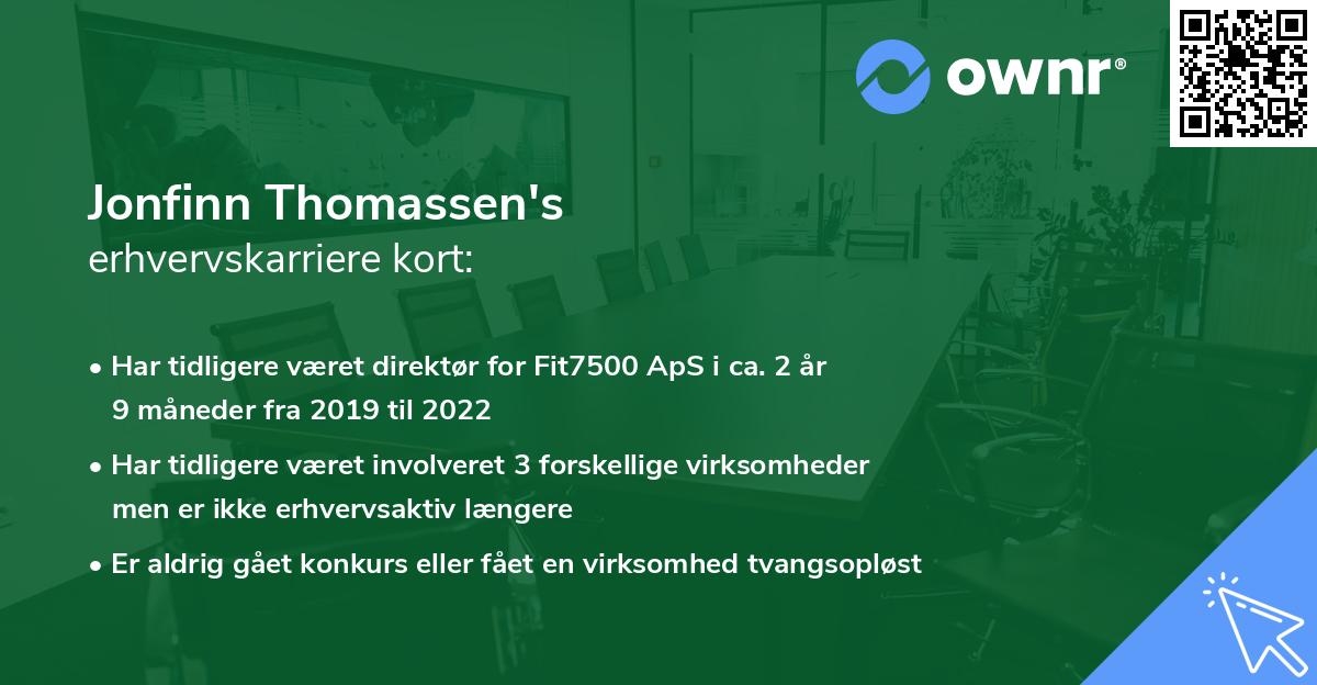 Jonfinn Thomassen's erhvervskarriere kort