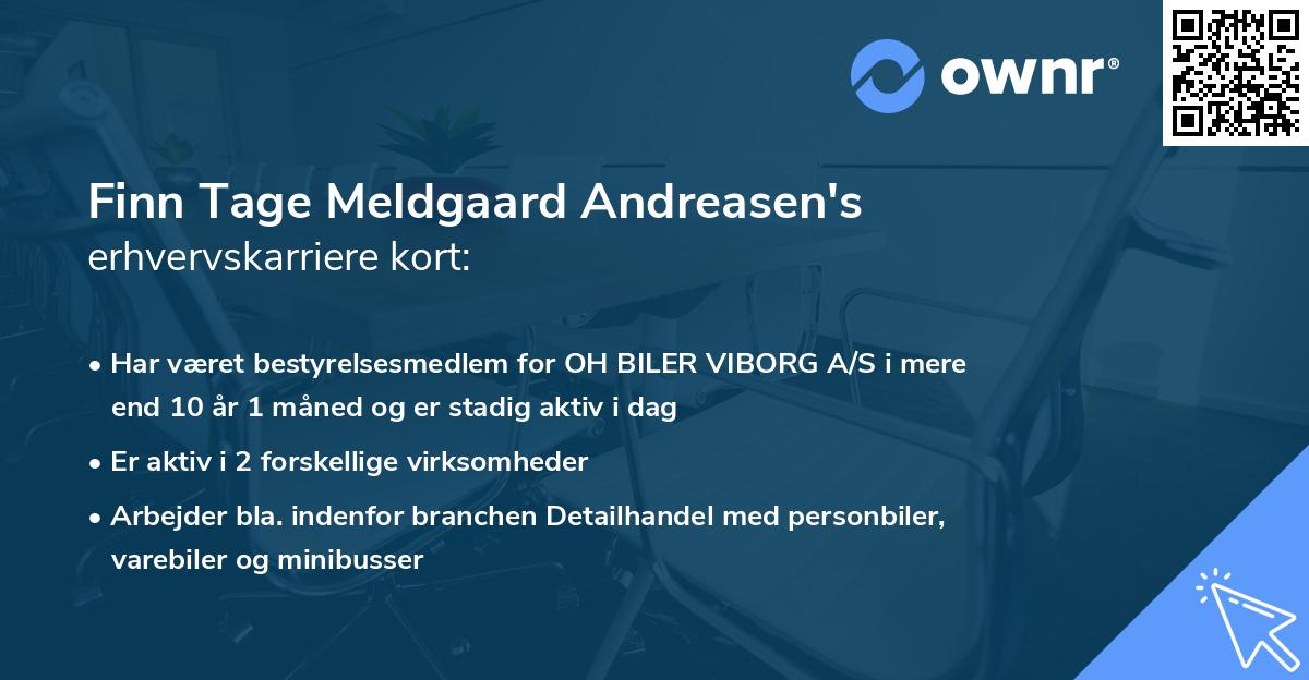 Finn Tage Meldgaard Andreasen's erhvervskarriere kort