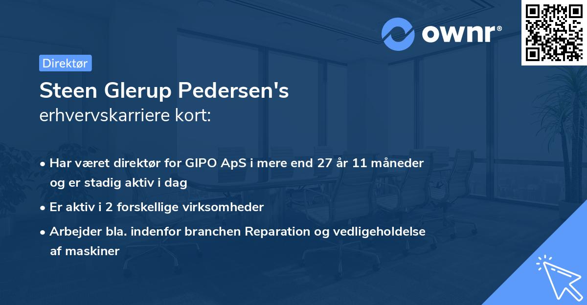 Steen Glerup Pedersen's erhvervskarriere kort