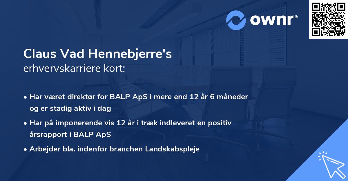 Claus Vad Hennebjerre's erhvervskarriere kort