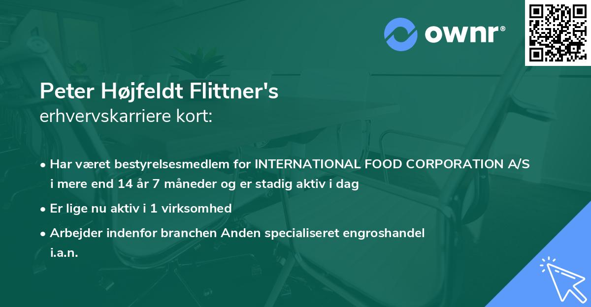 Peter Højfeldt Flittner's erhvervskarriere kort