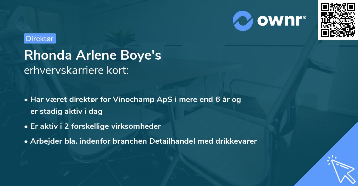 Rhonda Arlene Boye's erhvervskarriere kort