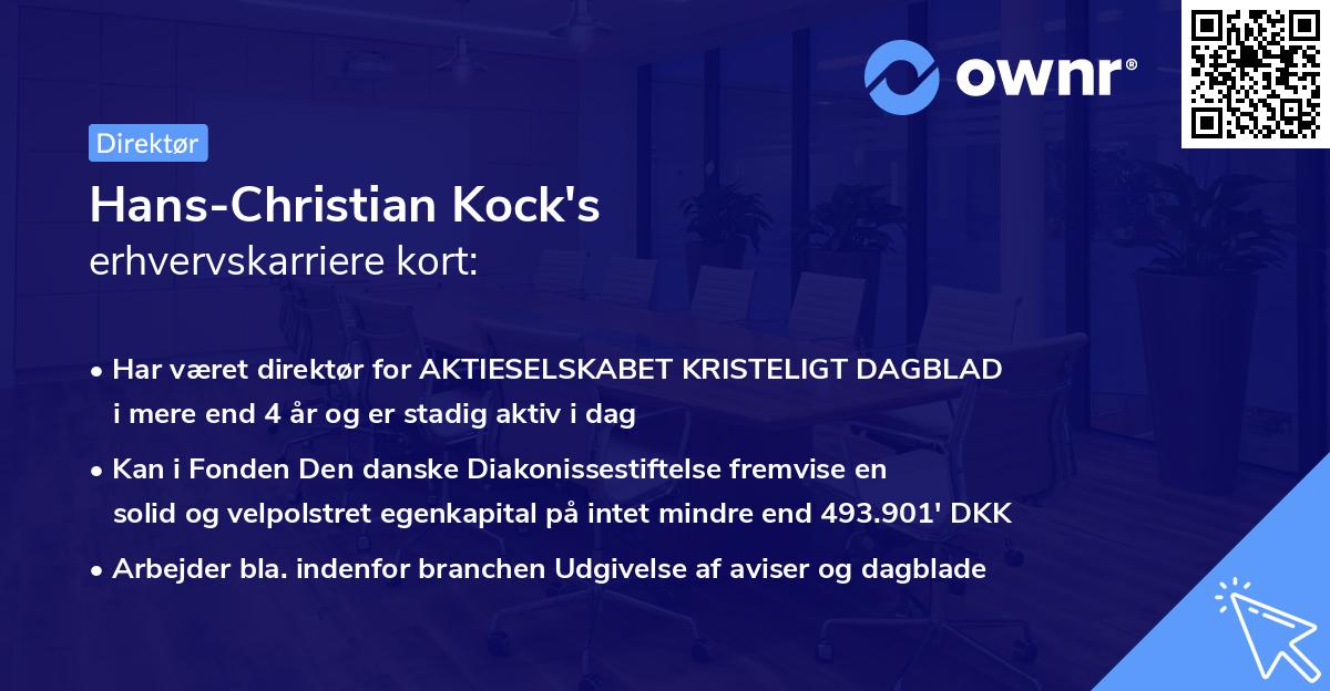 Hans-Christian Kock's erhvervskarriere kort