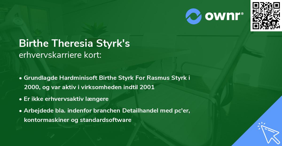 Birthe Theresia Styrk's erhvervskarriere kort