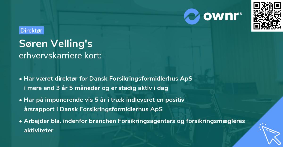 Søren Velling's erhvervskarriere kort