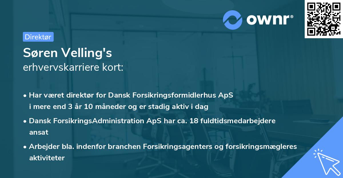 Søren Velling's erhvervskarriere kort