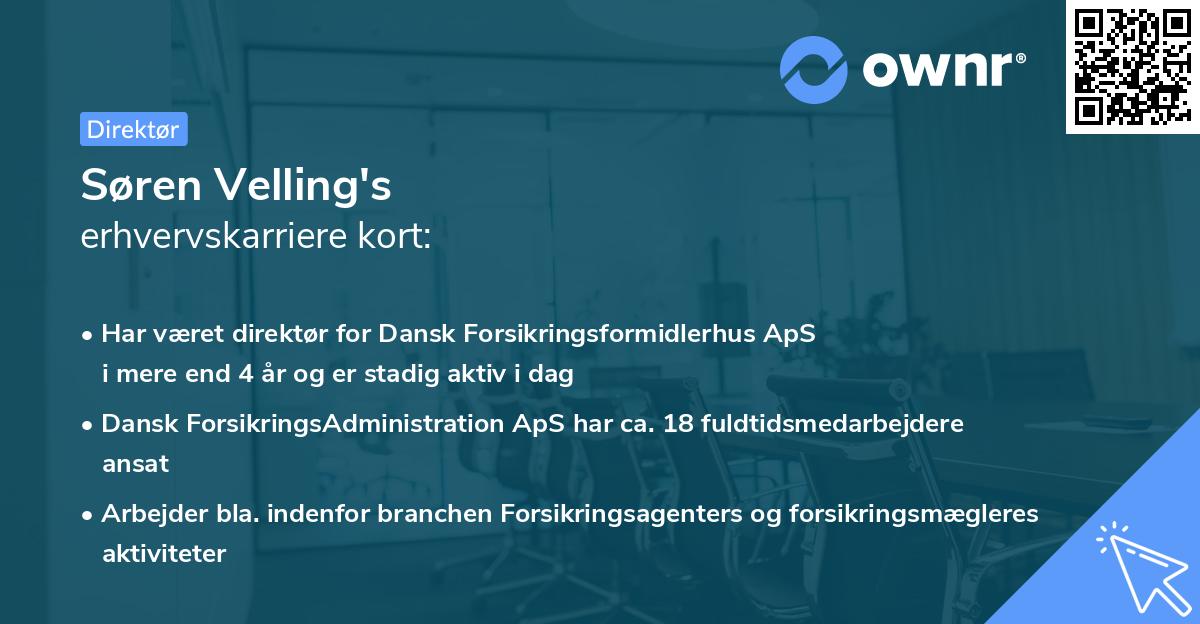 Søren Velling's erhvervskarriere kort