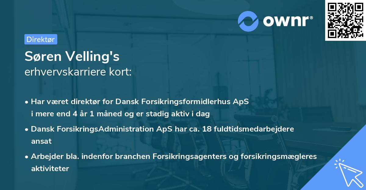 Søren Velling's erhvervskarriere kort