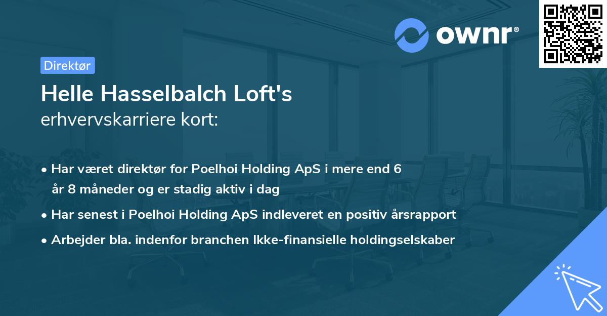 Helle Hasselbalch Loft's erhvervskarriere kort