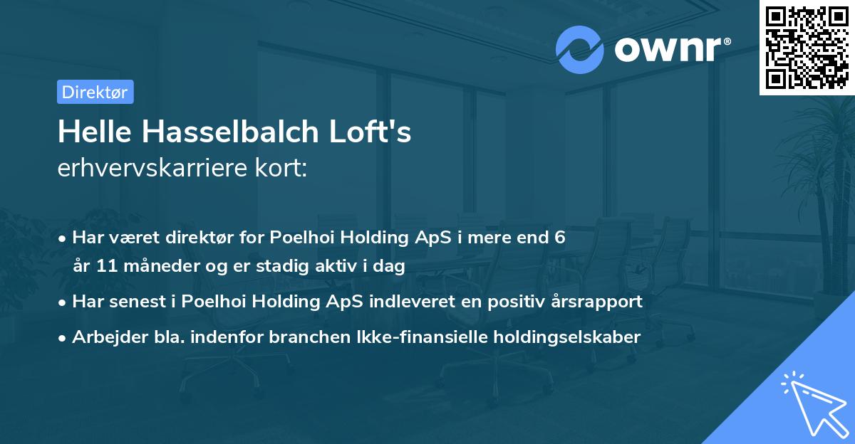 Helle Hasselbalch Loft's erhvervskarriere kort