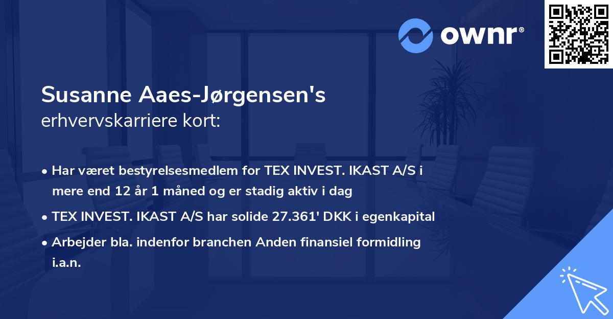 Susanne Aaes-Jørgensen's erhvervskarriere kort