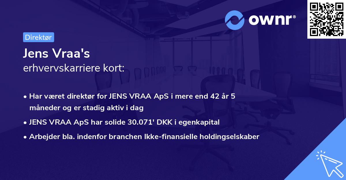 Jens Vraa's erhvervskarriere kort