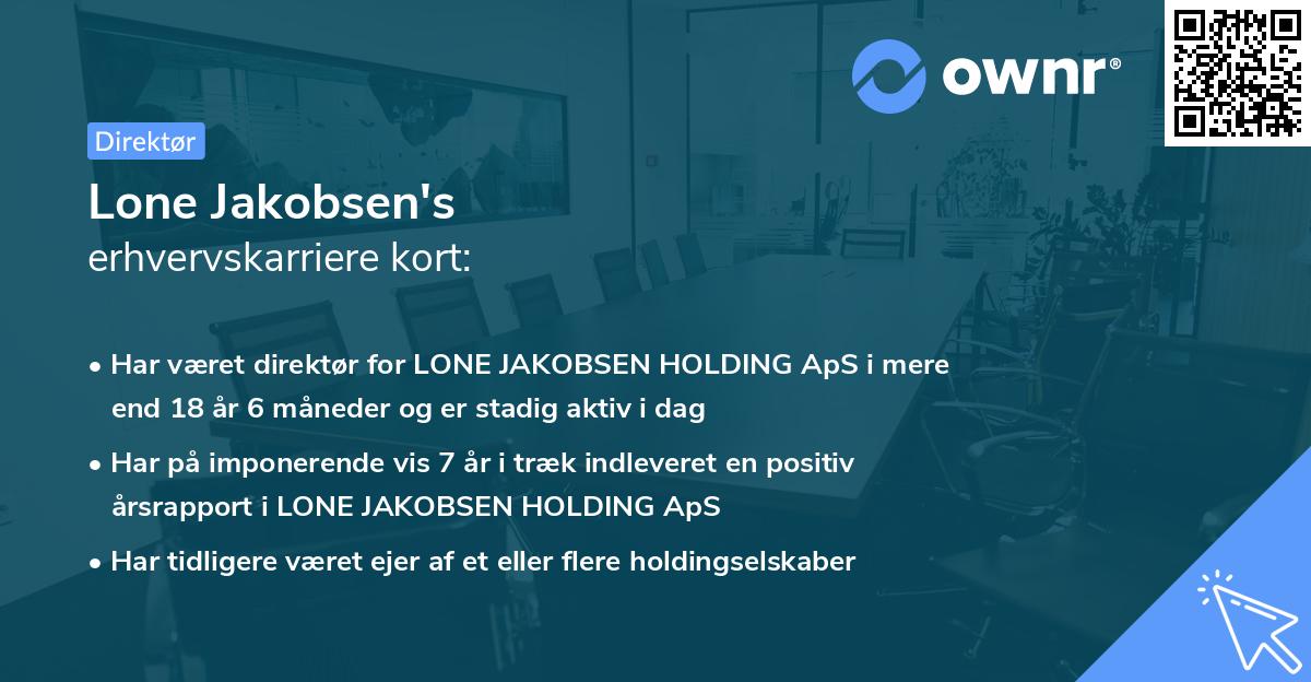 Lone Jakobsen's erhvervskarriere kort