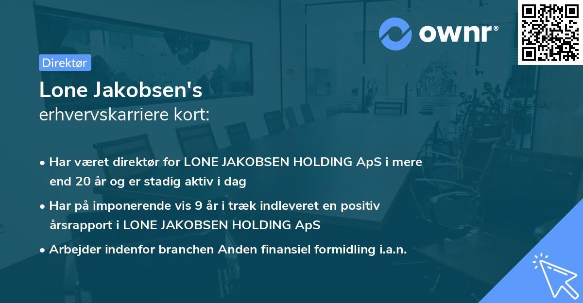 Lone Jakobsen's erhvervskarriere kort