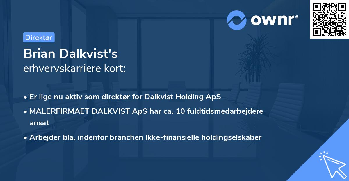 Brian Dalkvist's erhvervskarriere kort