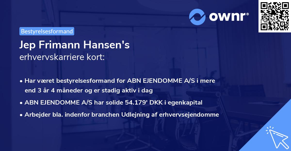 Jep Frimann Hansen's erhvervskarriere kort