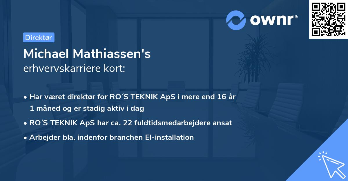 Michael Mathiassen's erhvervskarriere kort
