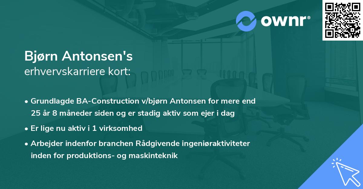 Bjørn Antonsen's erhvervskarriere kort