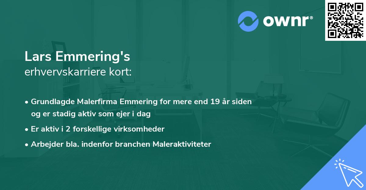 Lars Emmering's erhvervskarriere kort