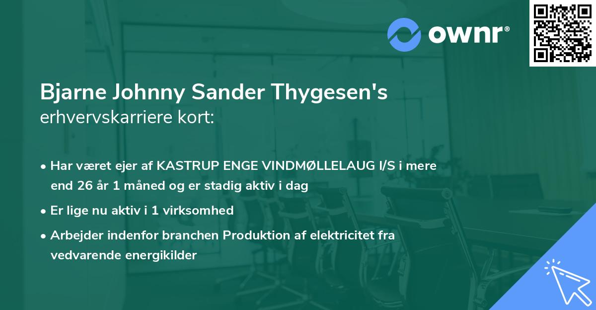 Bjarne Johnny Sander Thygesen's erhvervskarriere kort