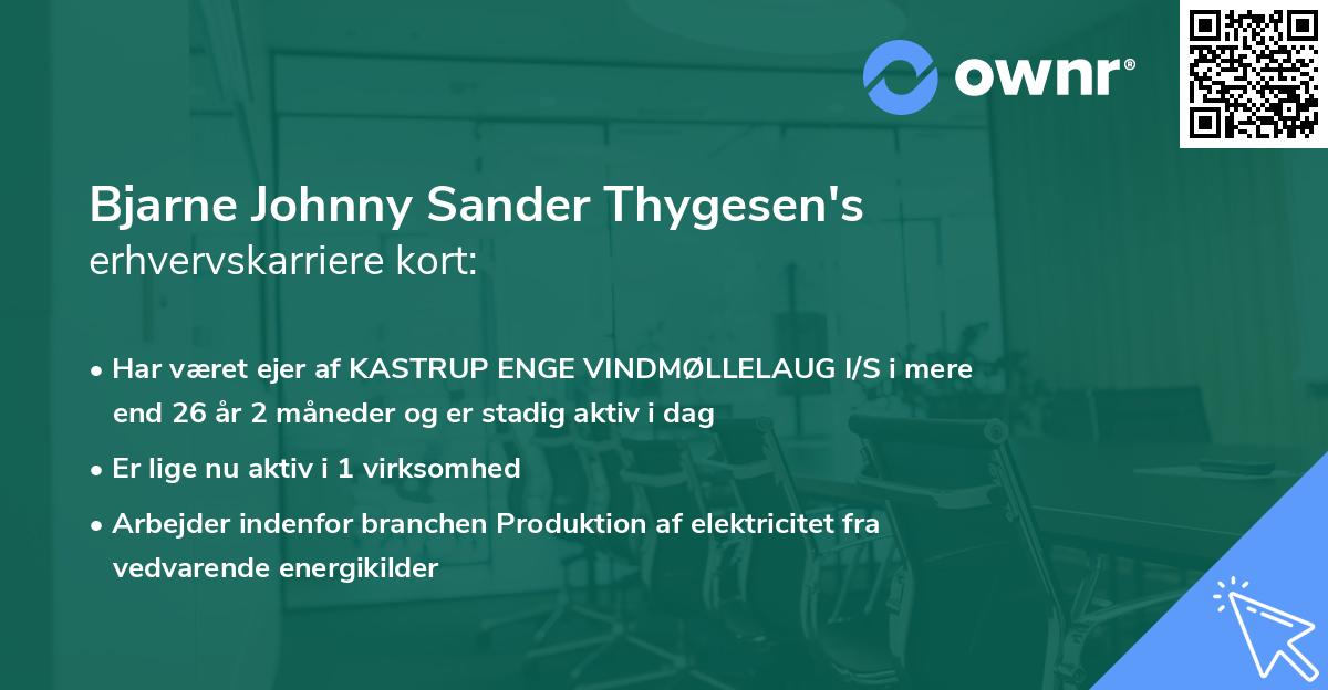 Bjarne Johnny Sander Thygesen's erhvervskarriere kort