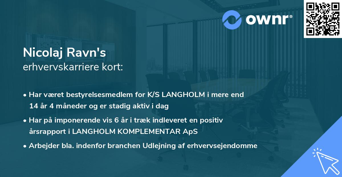 Nicolaj Ravn's erhvervskarriere kort