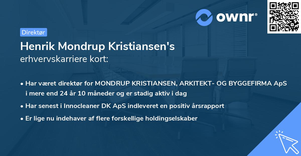 Henrik Mondrup Kristiansen's erhvervskarriere kort