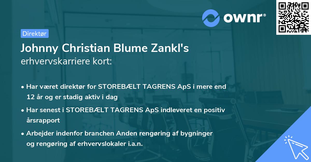 Johnny Christian Blume Zankl's erhvervskarriere kort