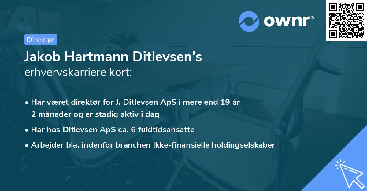 Jakob Hartmann Ditlevsen's erhvervskarriere kort