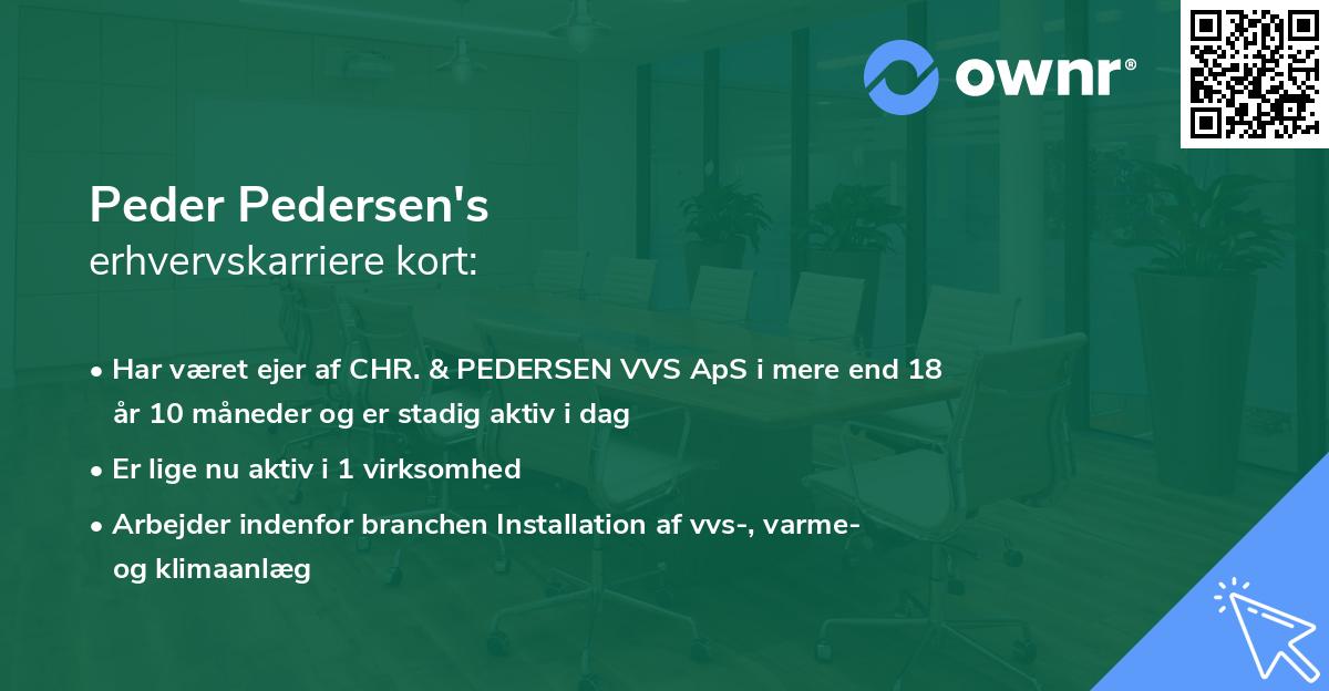 Peder Pedersen's erhvervskarriere kort