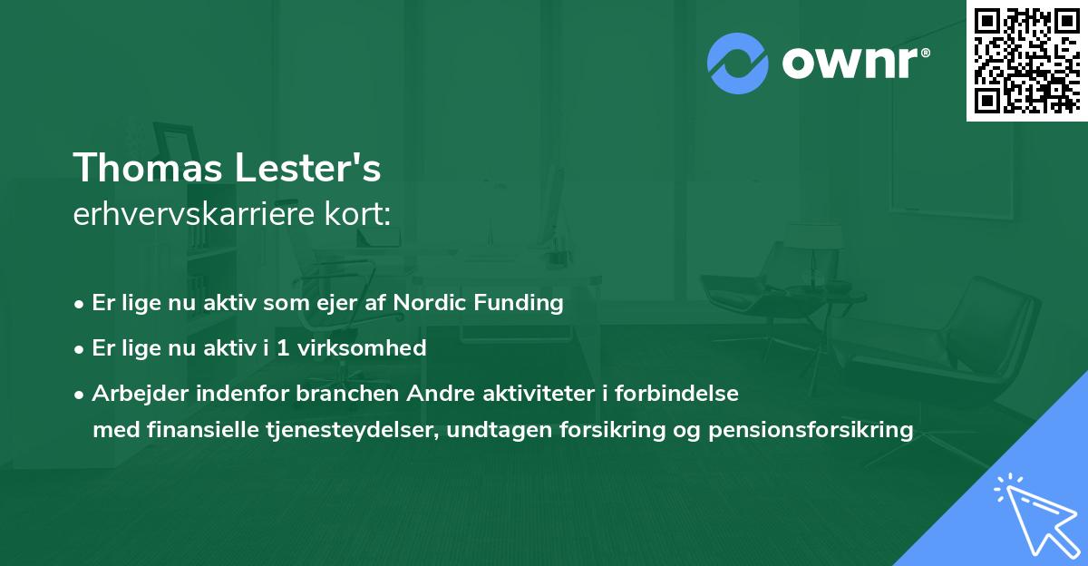 Thomas Lester's erhvervskarriere kort