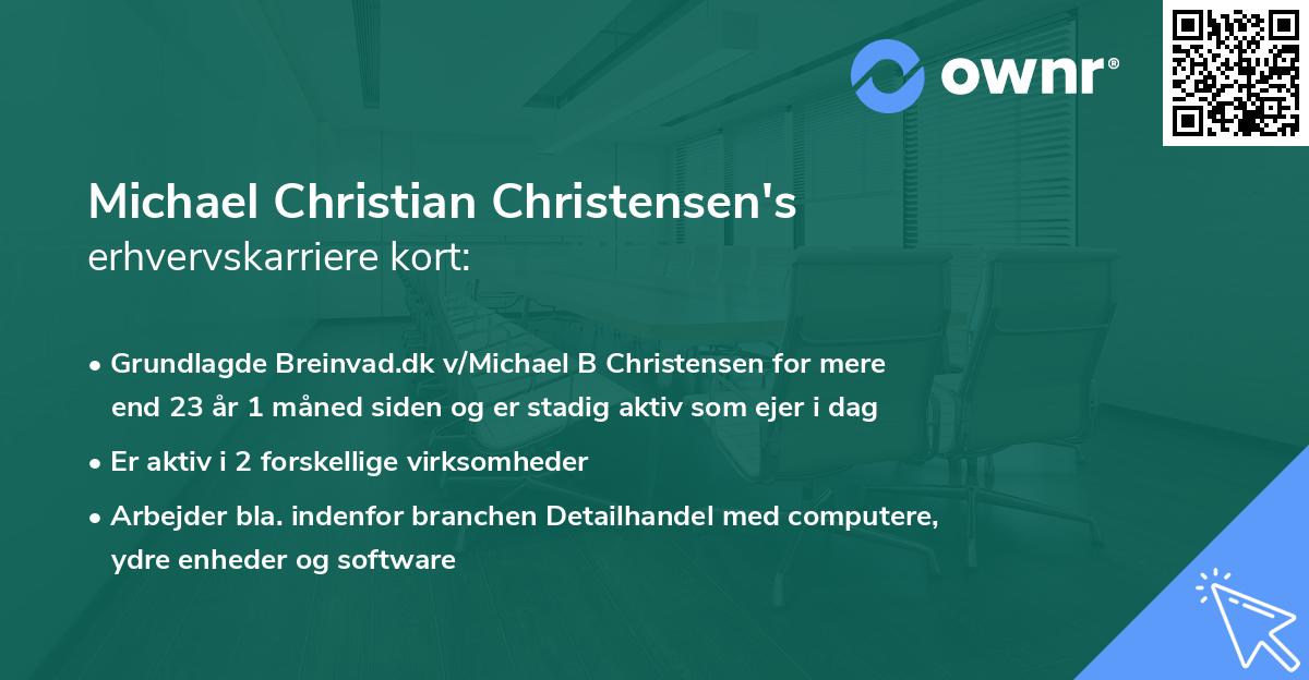 Michael Christian Christensen's erhvervskarriere kort