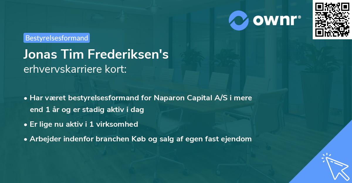 Jonas Tim Frederiksen's erhvervskarriere kort