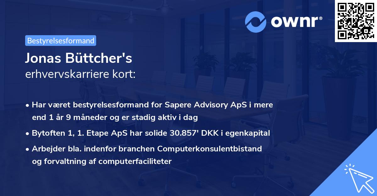 Jonas Büttcher's erhvervskarriere kort