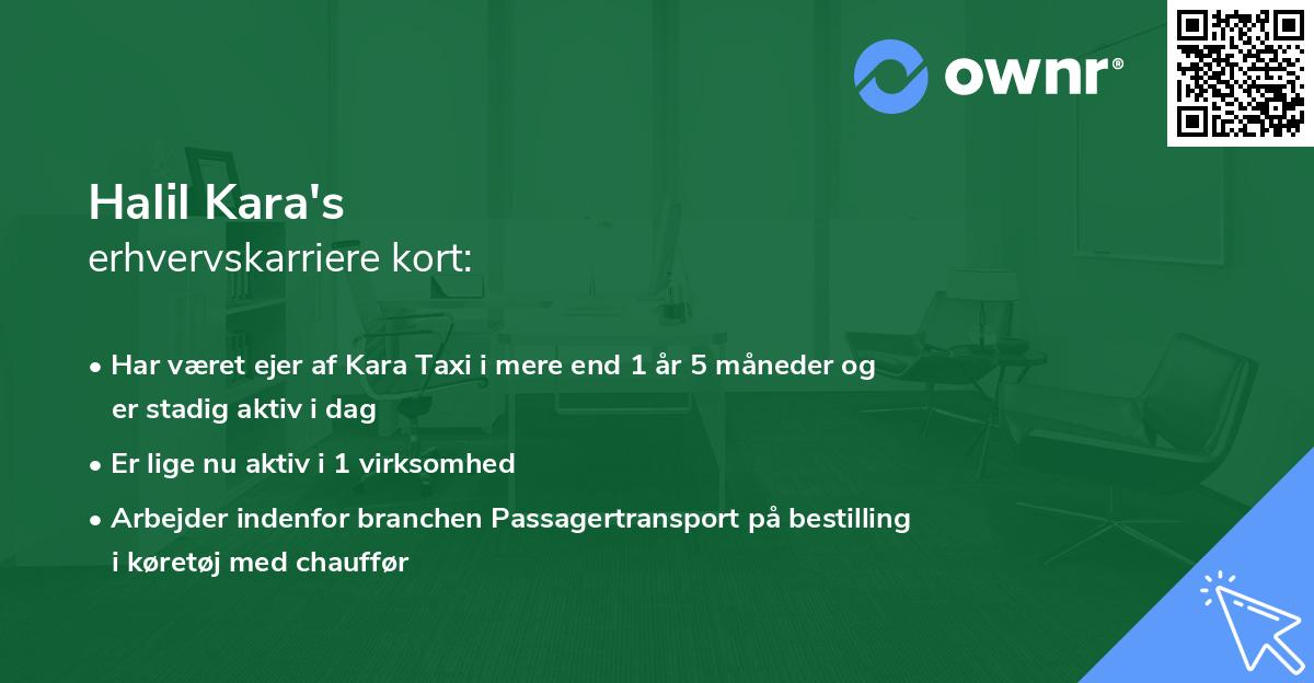 Halil Kara's erhvervskarriere kort