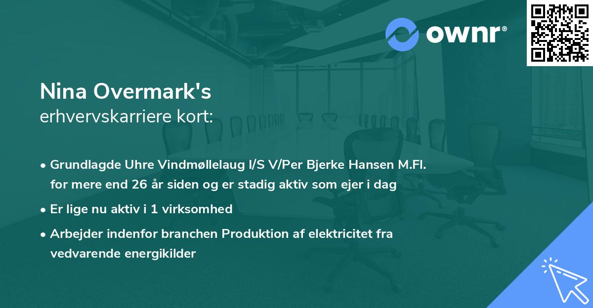 Nina Overmark's erhvervskarriere kort