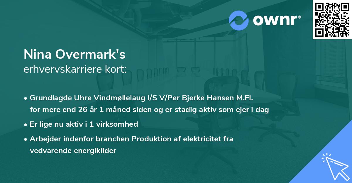 Nina Overmark's erhvervskarriere kort