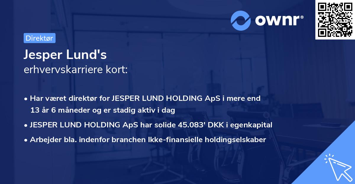Jesper Lund's erhvervskarriere kort