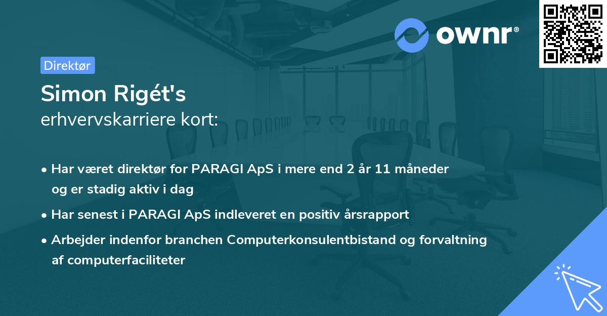 Simon Rigét's erhvervskarriere kort